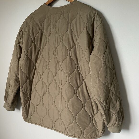 Joie Women's Quilted Jacket Coat Full Zip Olive Green Bomber Size Large - Picture 4 of 9